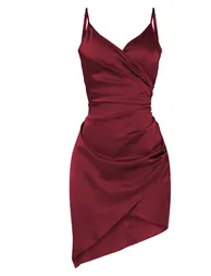 Shape Burgundy Satin Wrap Dress - 2