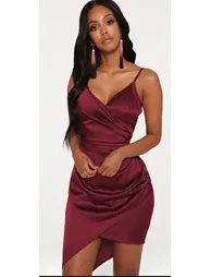 Shape Burgundy Satin Wrap Dress