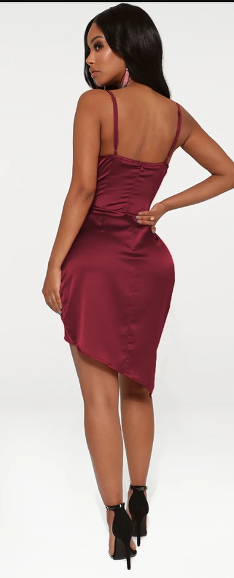 Shape Burgundy Satin Wrap Dress - 1
