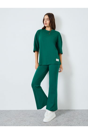 Women Dark Green T-Shirt and Leggings Co-Ords