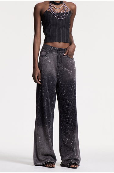 Chobin Rhinestone Hayley Jeans In Black