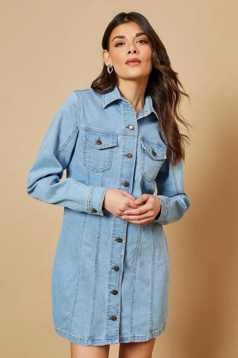slim fit dress slacks Women's WL Denim Shirtdress in Stretchy Everyday Fit – Wash Lab –  washlabshop