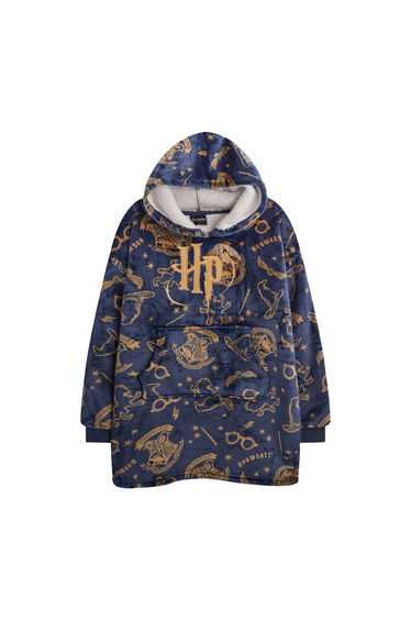 Harry Potter Girls Embroidered Logo Blanket Hoodie - Blue