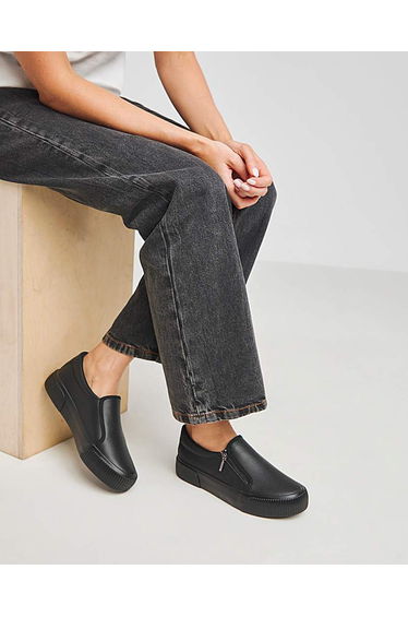 Side Zip Tumbled Trainers Wide Fit