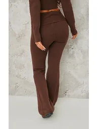 Petite Chocolate Knitted Wide Leg Flares - 2