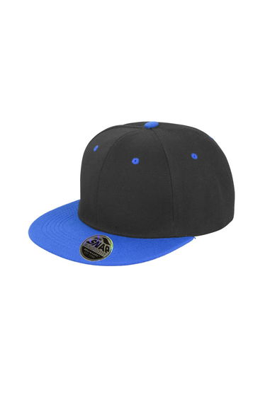 Result Unisex Core Bronx Original Flat Peak Snapback Dual Colour Cap (Pack of 2) - Black/Azure Blue