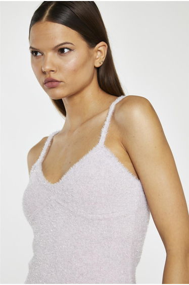 Light Pink Tinsel V-Neck Mini Dress product thumbnail 4