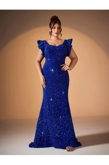 Leely Plus Women's Elegant Sweetheart Sleeveless Mermaid Party Dresses