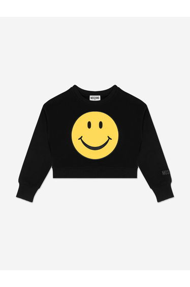 Kids Smiley Face Sweatshirt in Black