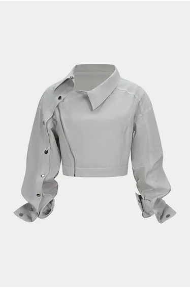 Asymmetrical Zipper Long-Sleeve Shirt