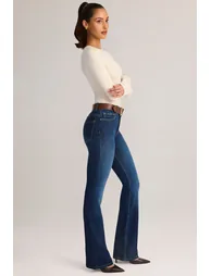 Denim Mid-Rise Flared Jeans in Indigo - 2