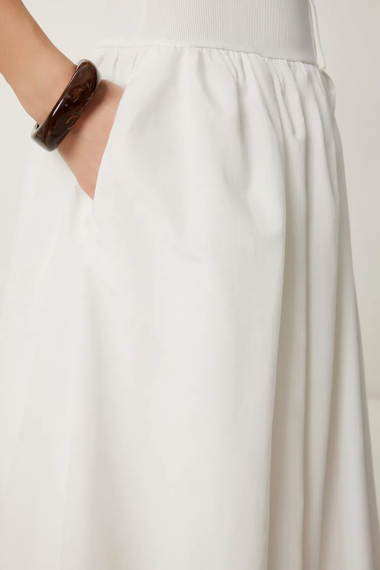 فستان بتنورة منفوخة بتوب إستريتش - بيج - 4