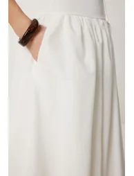 فستان بتنورة منفوخة بتوب إستريتش - بيج - 4