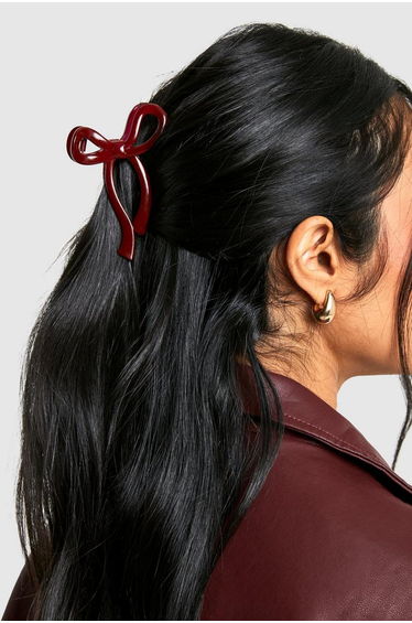 Cherry Red Bow Claw Clip - red