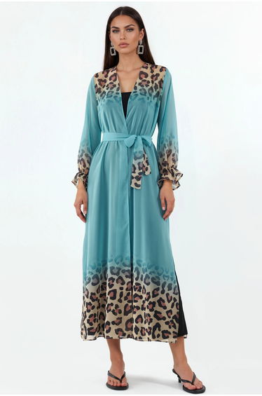 MSN Printed Maxi Chiffon Belted Cover-Up
