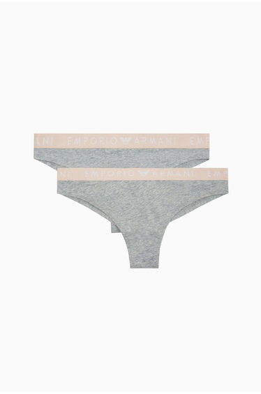 Emporio Armani Iconic Logo Band 2pack Brazilian Briefs Grey - grey marl