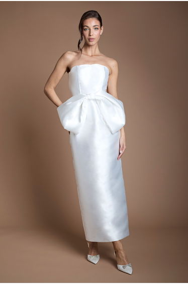 Statement Bow Scallop Wedding Dress