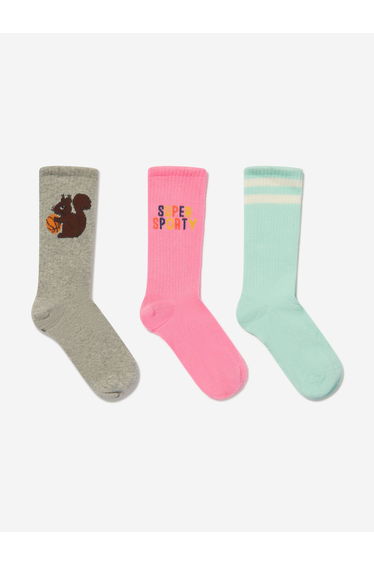 Kids Super Sporty 3 Pack Socks Set in Multicolour