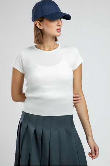 Ribbed Casual T Shirt For Women