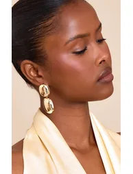 Gold Pebble Statement Earrings