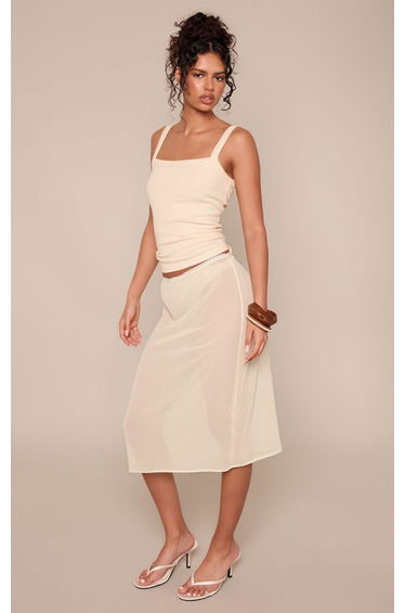 Lemon Chiffon Midi Skirt