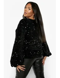 Plus Sequin Wrap Top - black - 2