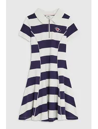 Girls Blue Stripe Polo Dress