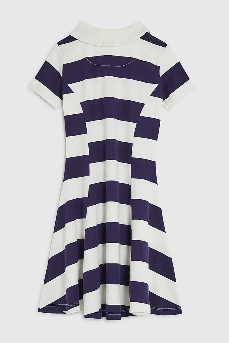 Girls Blue Stripe Polo Dress - 3