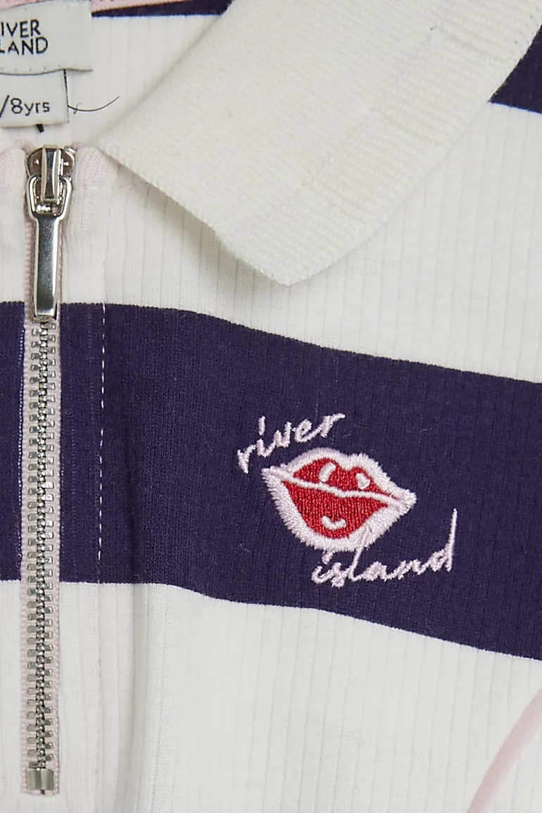 Girls Blue Stripe Polo Dress - 1