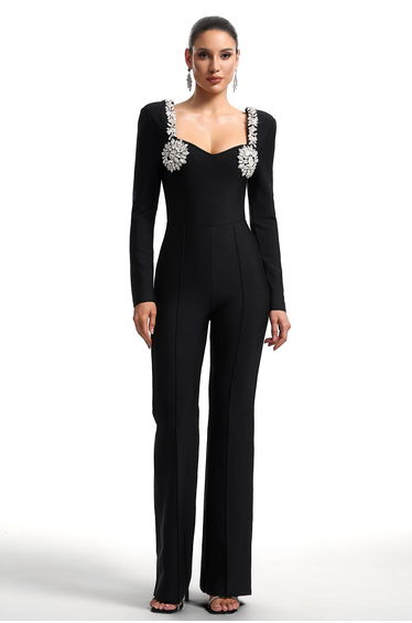 Liaco Sweetheart Neck Rhinestone Bandage Jumpsuit