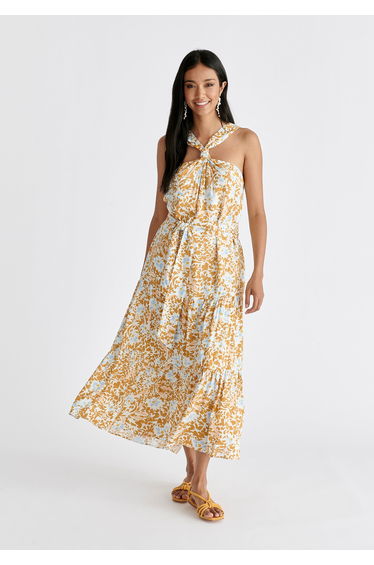 Tiered Halterneck Maxi Dress