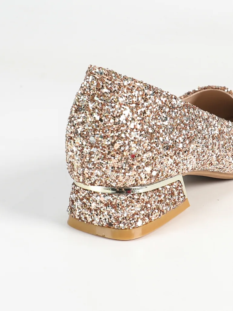 Embellished Pointed Toe Block Heels Pumps - 5