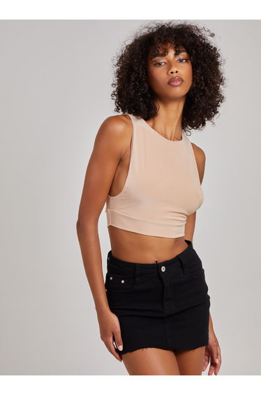 Sleeveless Slinky Crop Top