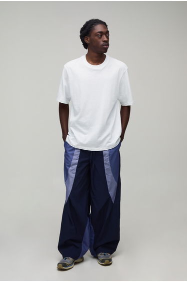 Baggy Fit Colour Block Track Pants - slate blue