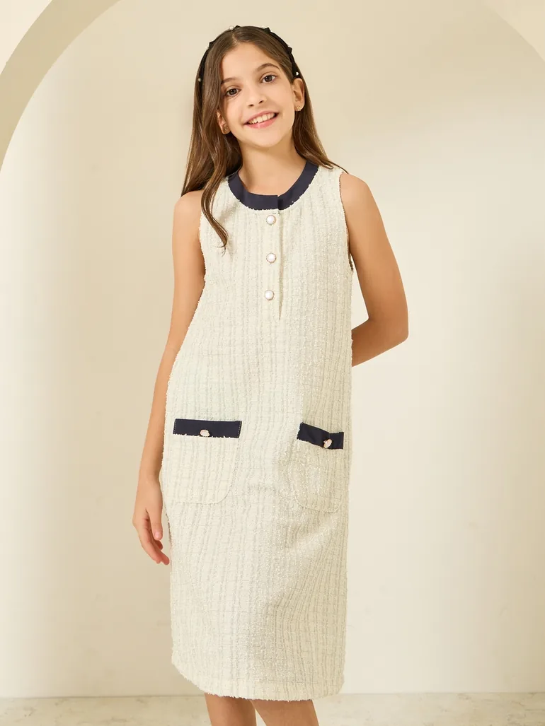 Teen Girls Tweed Shift Dress - 1