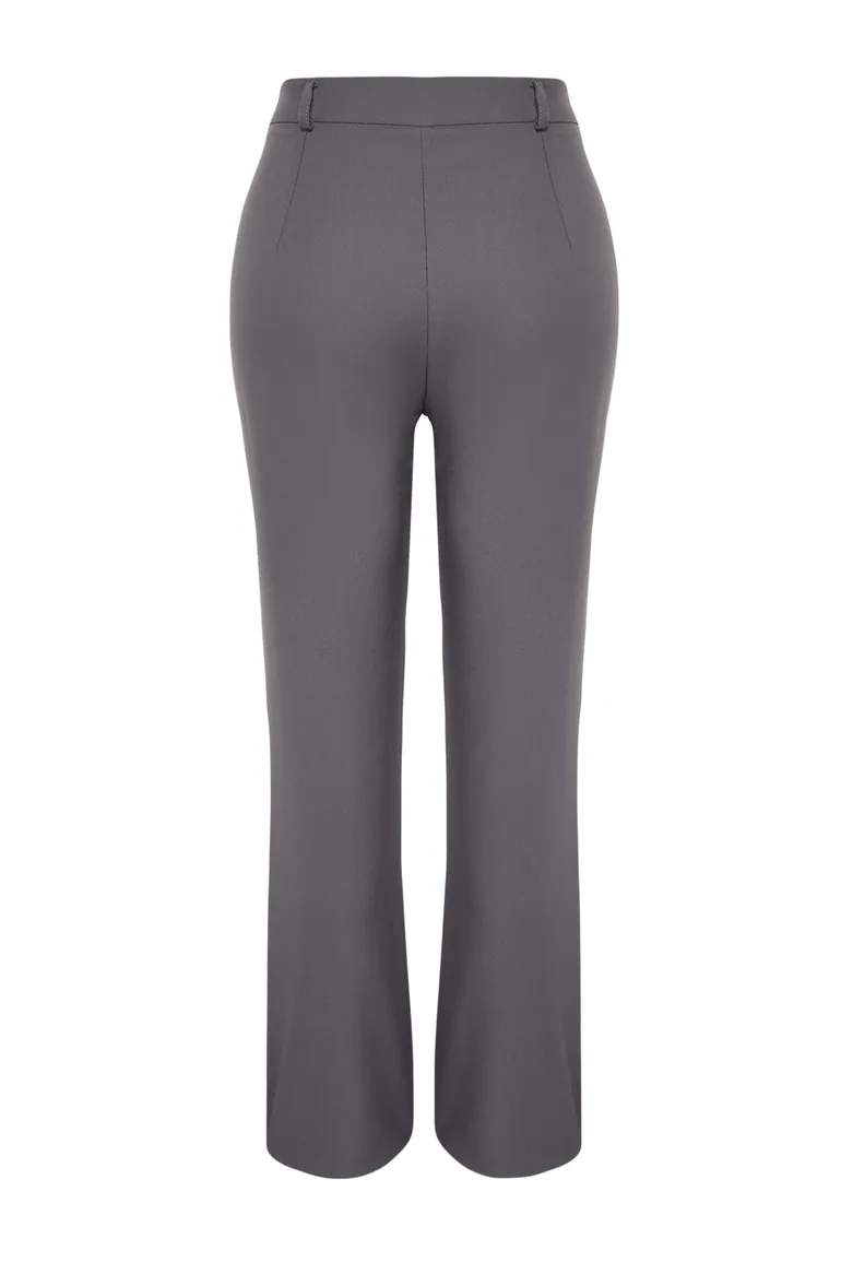 Gray High Waist Wide Leg Woven Trousers - 2