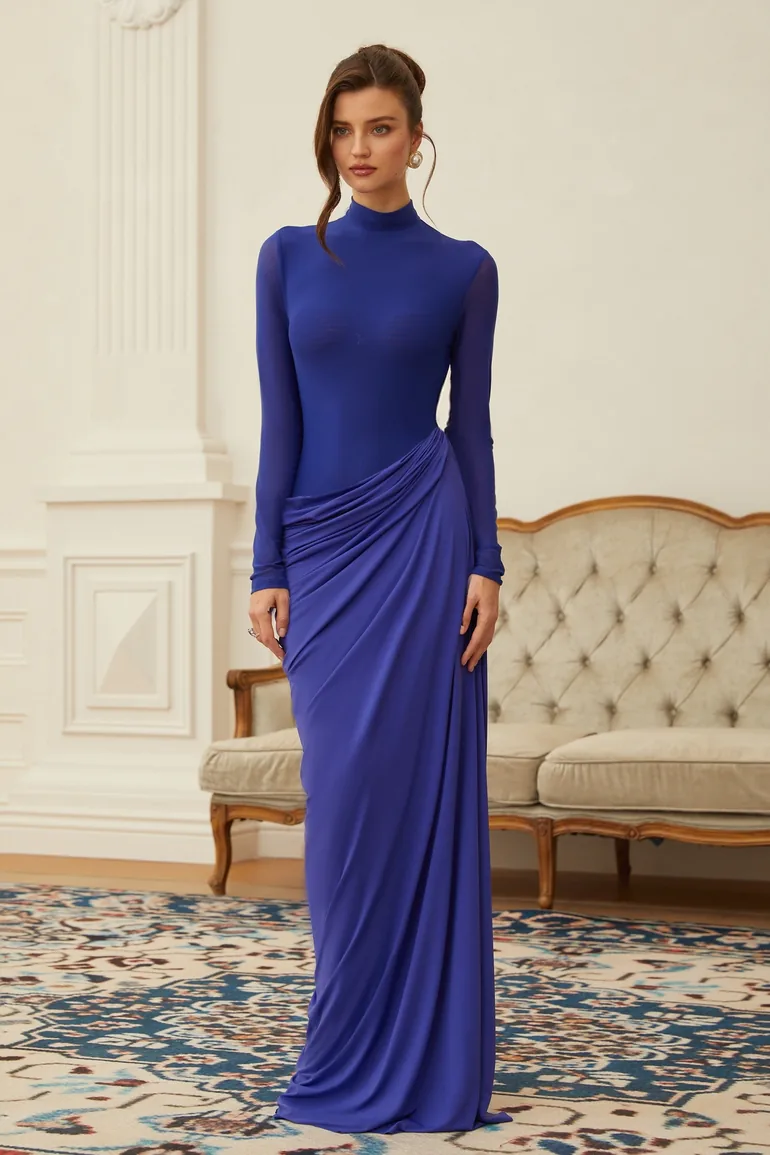 va Blue Draped Gathered Maxi Dress Miss Rosier Blue : Evening Dresses : VogaCloset Iraq va Blue Draped Gathered Maxi Dress Miss Rosier Blue : Evening Dresses : VogaCloset Iraq