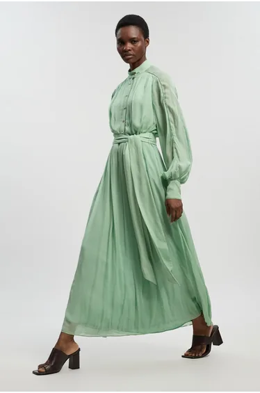 Viscose Georgette Woven Belted Maxi Dress