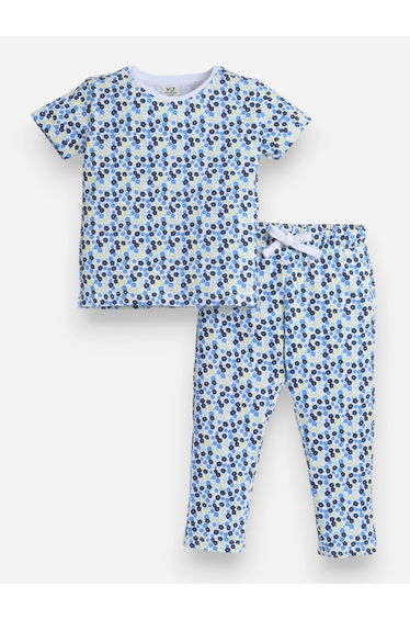 Girls All-Over Floral Print T-Shirt and Pyjama Set