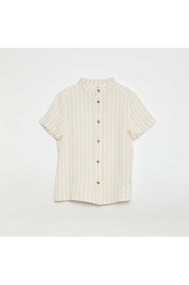 Striped Cotton and Linen Shirt WHITE