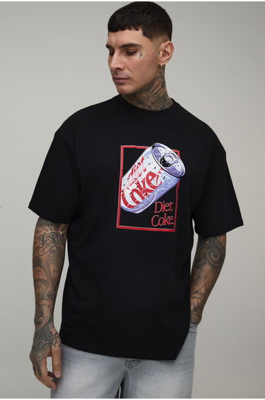 Tall Oversized Diet Coke Crispy Printed License T-shirt - black