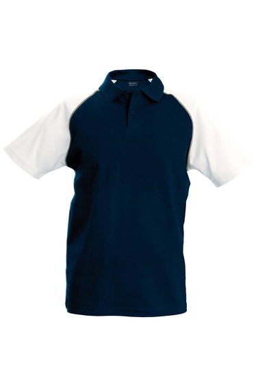 Kariban Mens Contrast Baseball Polo Shirt - Navy/Light Grey/White