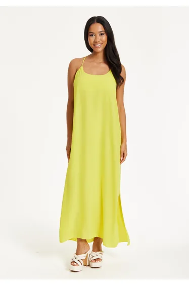 Yellow Cross-Back Maxi Dress