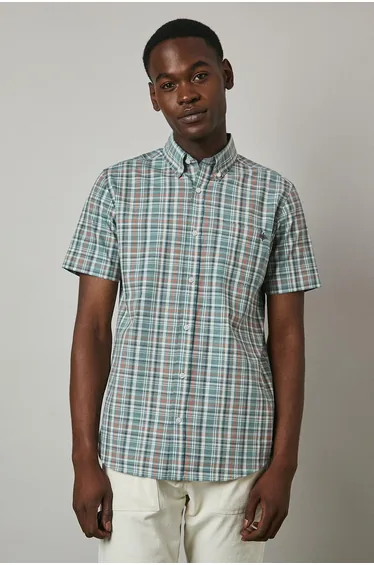 Grey Summer Check Short Sleeve Shirt