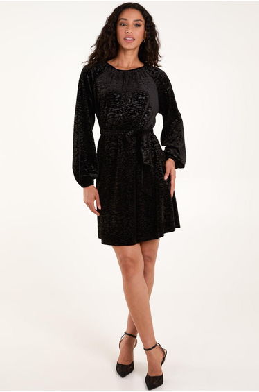 Velvet Belted Swing Dress