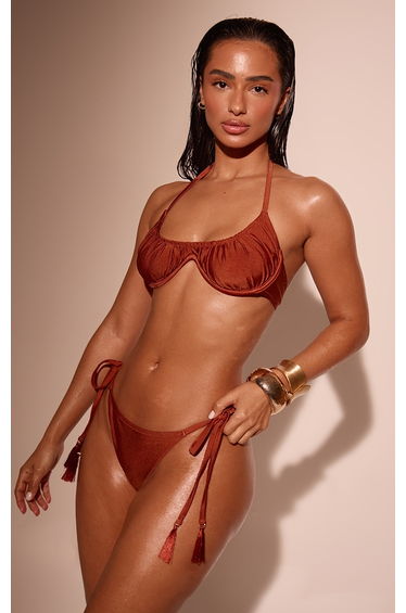 Bronze Ruched Cup Underwire Bikini Top