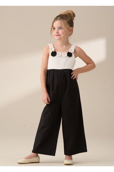 Illiana Black Crochet Linen Jumpsuit