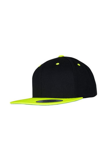 Yupoong Mens The Classic Premium Snapback 2-Tone Cap - Black/Neon Yellow