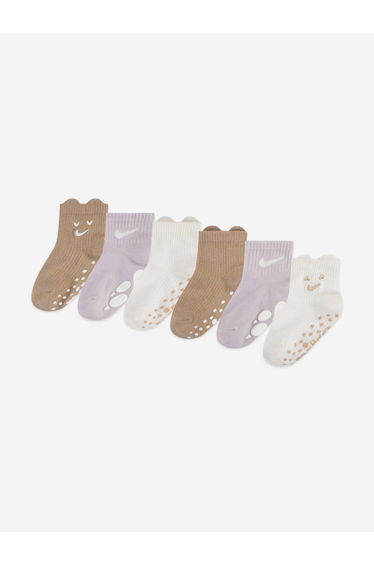Nike Baby Cozy Comfort 3 Pack Ribbed Socks Set in Beige