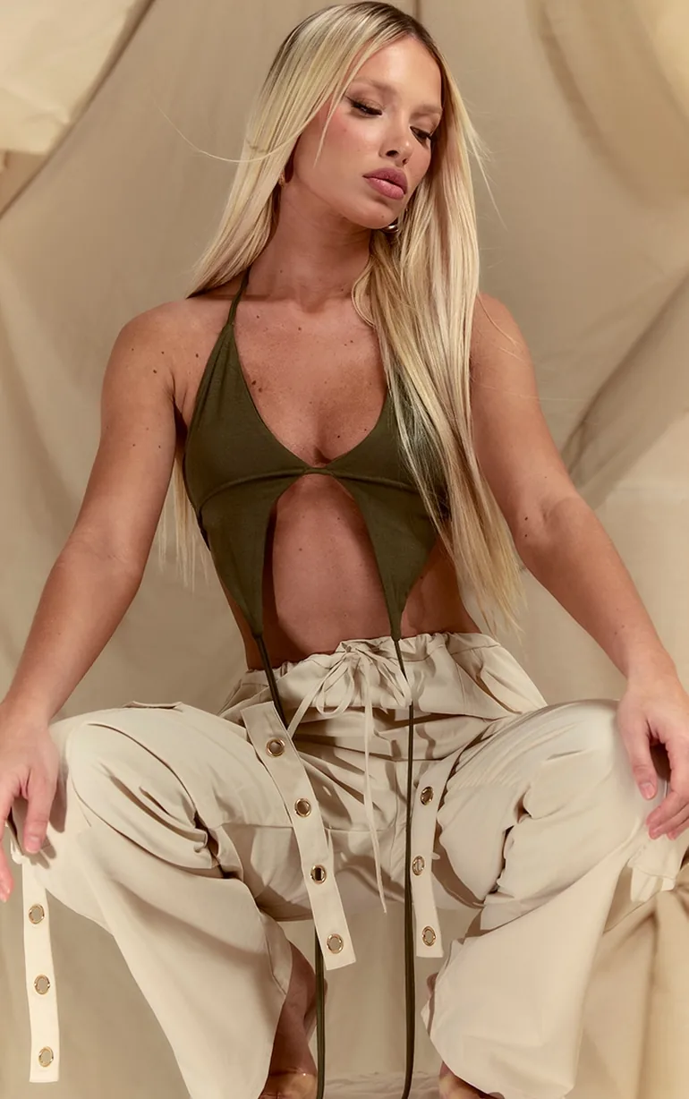 Khaki Triangle Strappy Bralet - 3